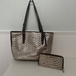 Brahmin Medium Asher Pearl Dogwood Leather Tote + Matching Wallet